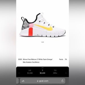 Womens free metcon 3 white team orange sneaker